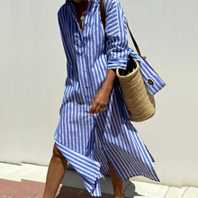 Gestreiftes Hemdblusenkleid | Oversized Schnitt | Lässig und Luftig – Blau