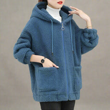 Bequemer Hoodie aus Wolle mit Taschen und weichem Material für Damen | Ideal für den Winter – Blau