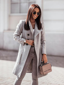 Casual Mittellanger Mantel mit Knopfleiste für Damen | Ideal für den Winter – Grau