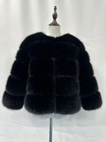 Stilvolle Kunstpelz-Jacke – Schwarz