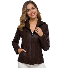 Lässige Lederjacke Mit Kapuze Für Damen | Perfekt für lässige Tage – Braun