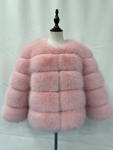 Stilvolle Kunstpelz-Jacke – Rosa