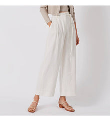 Jessyca - Hochgeschnittene Leinenhose – Weiß