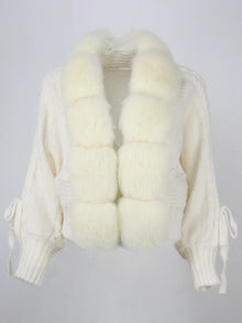 Lixx | Luxury Wintermantel für Damen mit echtem Fuchsfellkragen – WEISS