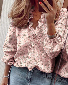 Norlina | Verspielte Bluse mit eleganten Rüschen – Rosa