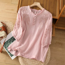 Aurora | Blumenmuster Rüschenbesatz Bluse – Rosa