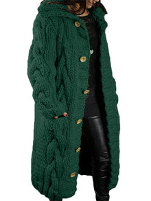 Gemütliche Strickjacke mit Kapuze für Damen – Grün