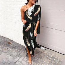 Bonnie - Schickes Ein Schulter Kleid Damen – Schwarzer Frühling