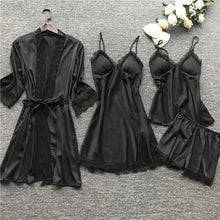 Luna - Nachtwäsche Set mit Spitze – Schwarz