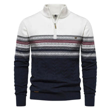 Jasper | Fair Isle Pullover mit halbem Reißverschluss – Weiß