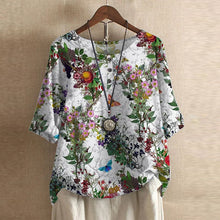 Norlina | Vintage Charme Bluse – Weiße Blumen