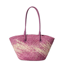 Französische Luxus Strandtasche Damen – Handgefertigte Raffia Sommertasche – Lila