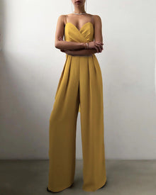 Eleganter Jumpsuit mit Spaghettiträgern für Damen – Gelb
