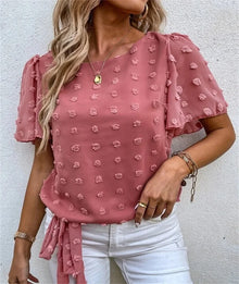 Liriane | Verspieltes Top mit 3D-Blümchen – Rosa