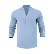 Orvian™ Hemd aus Premium-Leinen mit Minimalistischem Henley-Kragen – Hellblau