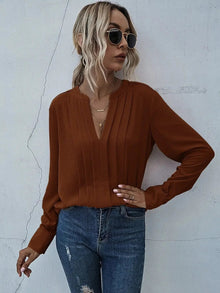 Norlina | Elegante Bluse mit Faltendetails – Rot