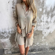 Nora™ | Lässiges Set aus schlichter Bluse und Shorts – Beige