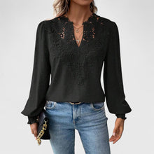 Catherine | Bluse mit V-Ausschnitt – Schwarz