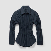 Raffinierte Bluse mit Raffung und Hemdkragen für Damen – Schwarz