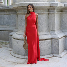 Lucila - Hals Halfter Maxikleid – Rot