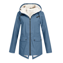 Sherpa-gefütterte Zip-Up-Jacke mit Kapuze für Frauen – Blau