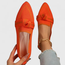 Felicia | Damen Orthopädische Spitz Zulaufende Knoten Loafer – Orange