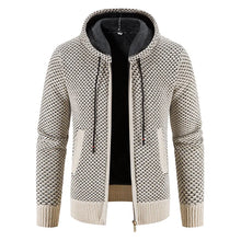 Gefütterte Herren Strickjacke Mit Kapuze | Winterjacke Mit Reißverschluss – Beige