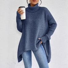 Gudrun | Damen Gemütlicher Oversized Winterpullover mit hohem Kragen – Marine
