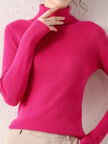 Gerippter Rollkragenpullover | Figurbetonter Schnitt | Zeitlose Eleganz – Rosa