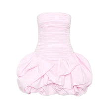 Schulterfreies Mini Kleid mit Ballonrock und floralem Muster für Damen – Rosa
