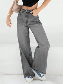 Damen Baggy Jeans | Hohe Taille – Grau