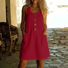 Livora™ Kleid Mit Eleganten Knöpfen Und Fronttaschen – Rot