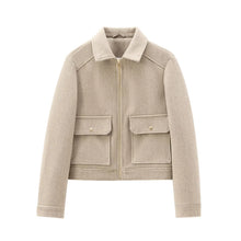 Kerstin | Damen Freizeit-Jacke mit Reißverschluss und Woll-Mix – Khaki