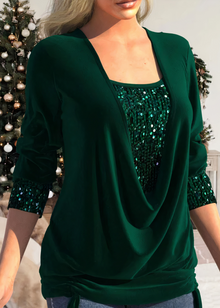 SARINA - Stilvolle Glitzerbluse – Grün