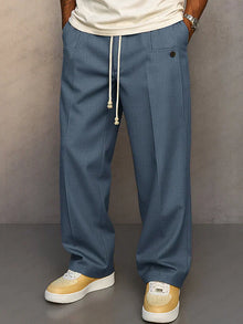 Victor - Elegante Herrenhose mit verstellbarem Tunnelzug – Blau