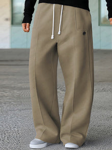 Karelis – Bequeme, Sportliche Hose Mit Weitem Bein – Khaki