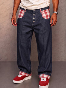 Klymz – Hose Aus Denim-iImitat Mit Kontrasteinsätzen – Rot
