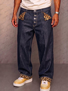 Klymz – Hose Aus Denim-iImitat Mit Kontrasteinsätzen – Leopard