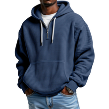 Mackenzie - Langärmeliger Hoodie Mit Waffelstrickmuster – Marineblau