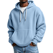 Mackenzie - Langärmeliger Hoodie Mit Waffelstrickmuster – Blau