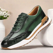 Hitmayer – Schnürbare Leder Turnschuh – Grün