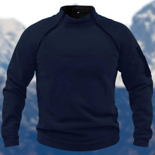 Taktischer Fleece-Pullover für Männer mit Reißverschlusstaschen – Marineblau