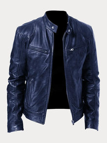 Giovanni™ - Klassische Lederjacke für den Alltag – Dunkelblau