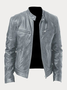 Giovanni™ - Klassische Lederjacke für den Alltag – Grau