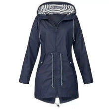 Wasserdichte Damenmackintosh mit verstellbarem Kordelzug – Marineblau