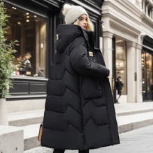 Elegante und warme lange Damen-Winterjacke für stilvolle Kältekomposition – Schwarz