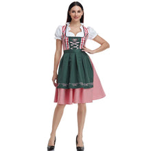 Oktoberfest Dirndl Damen – Traditionelles Trachtenkleid mit Schürze – Armee grün