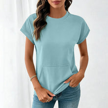 Elara™ T-Shirt Mit Leichtem Fall und Minimalistischem Design – Blau