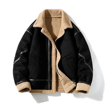 Klaus™ - Vintage Stil Warmes Wildlederjacke – Schwarz