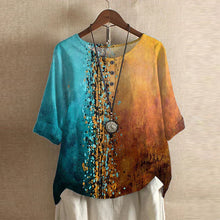 Norlina | Vintage Charme Bluse – Blau/Orange